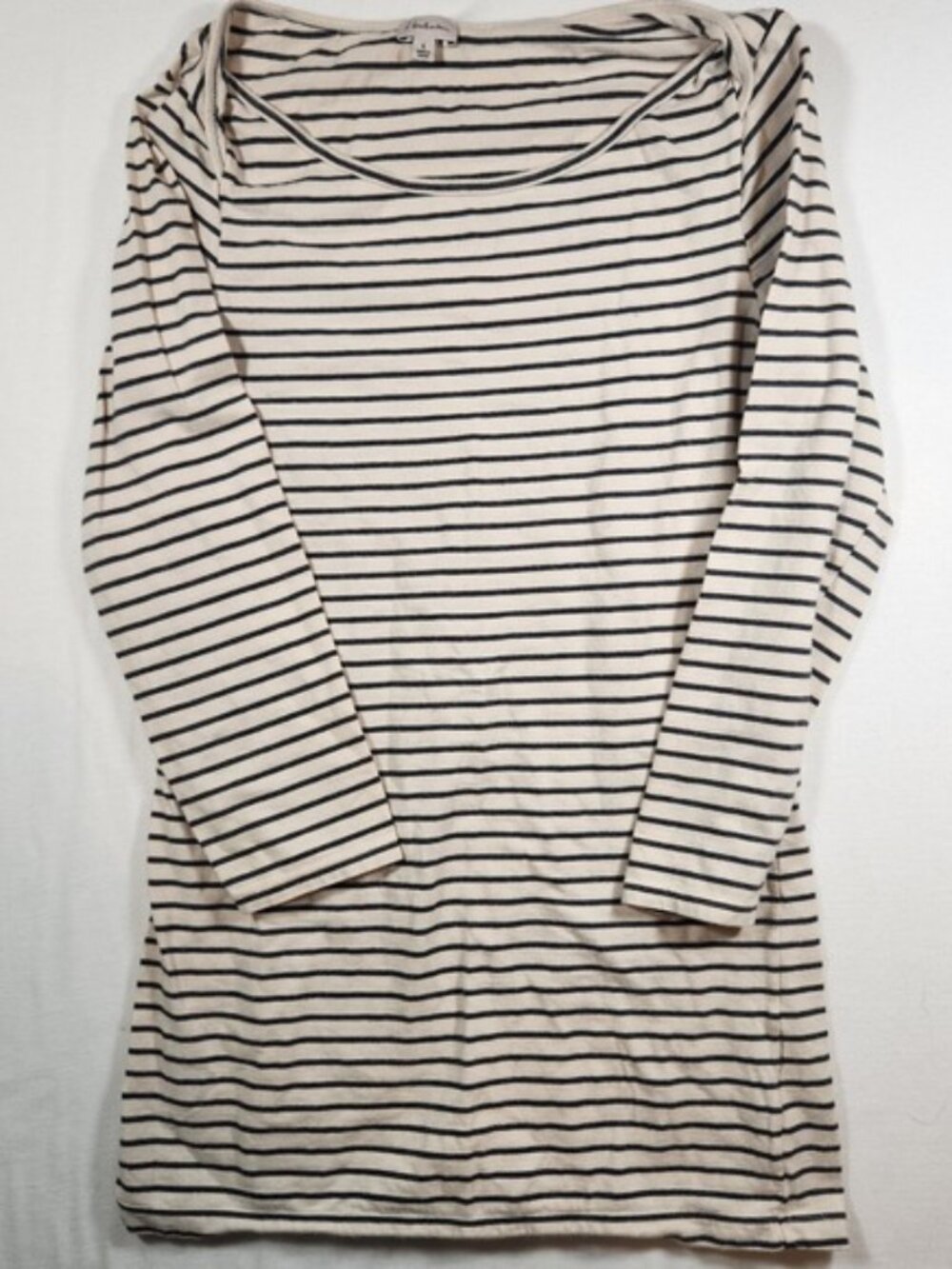 Babaton Aritzia Striped Long Sleeve Scoop Neck Cotton Top Cream‎ Black Small